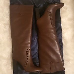 Sergio Rossi Pelle MZ Vitello Talco Chocolate Scarpe Donna Boot